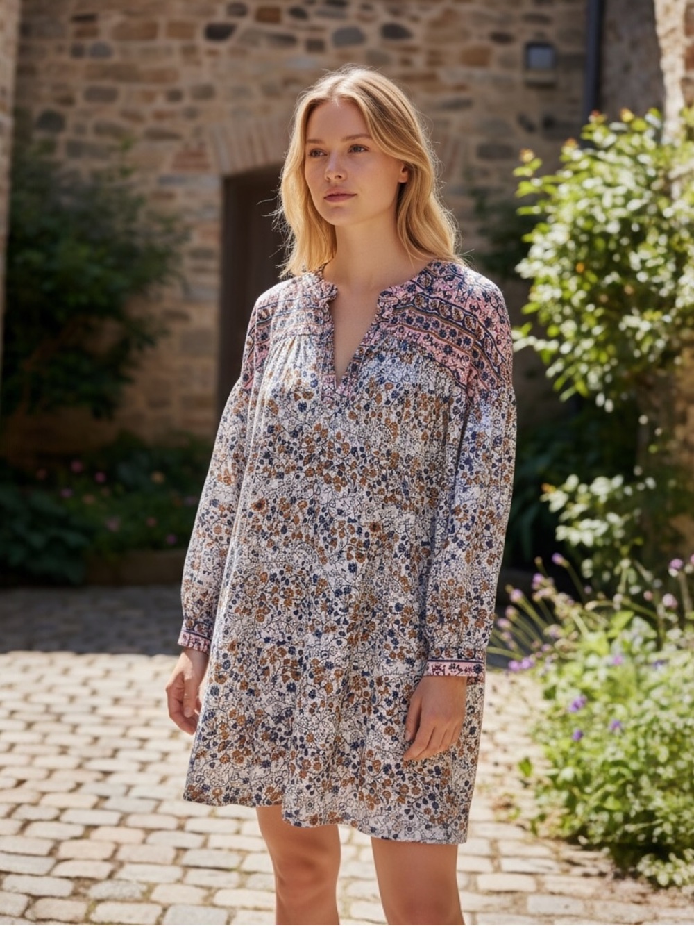 SEE BY CHLOE Floral Shift Dress Light Rose Grey 34-US2/4